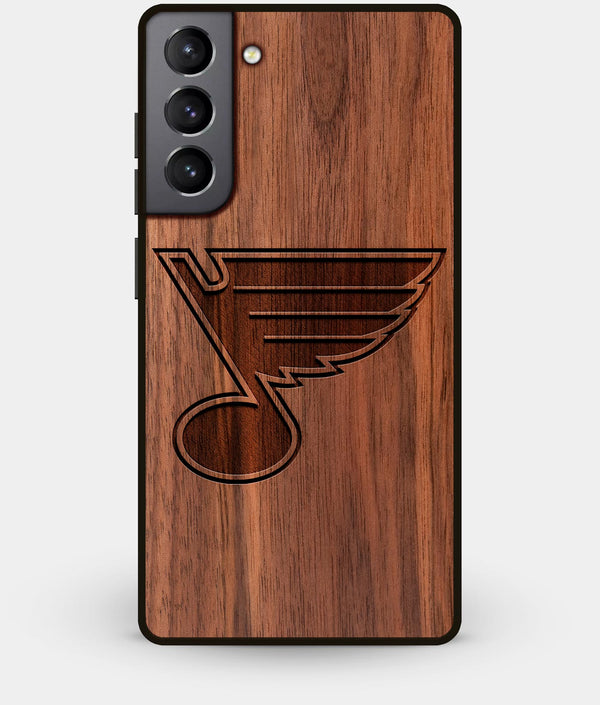 Best Walnut Wood St Louis Blues Galaxy S21 Case - Custom Engraved Cover - Engraved In Nature