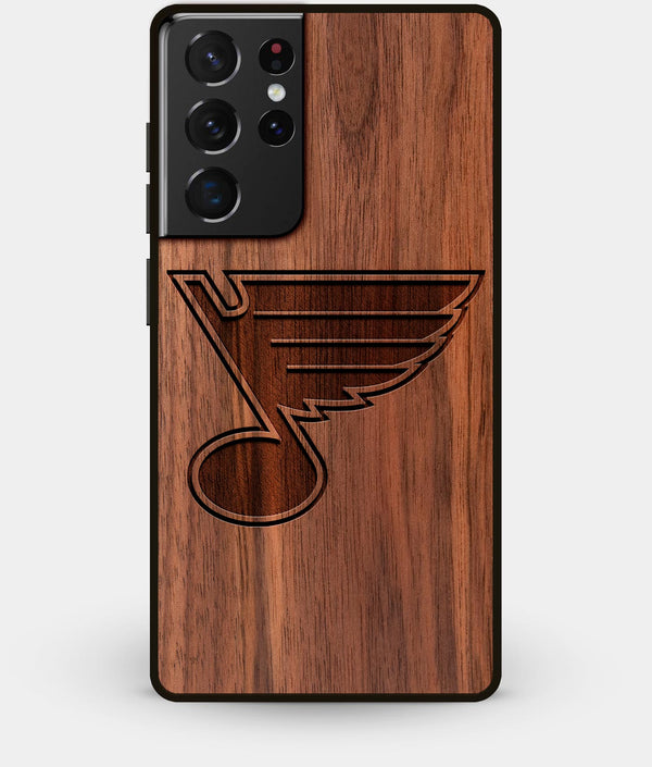 Best Walnut Wood St Louis Blues Galaxy S21 Ultra Case - Custom Engraved Cover - Engraved In Nature