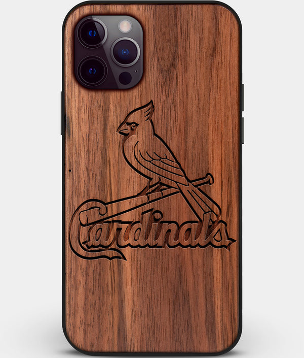 Custom Carved Wood St Louis Cardinals iPhone 12 Pro Case | Personalized Walnut Wood St Louis Cardinals Cover, Birthday Gift, Gifts For Him, Monogrammed Gift For Fan | by Engraved In Nature
