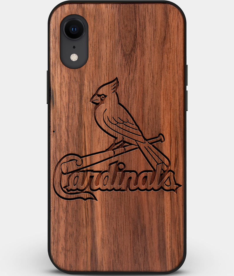 Custom Carved Wood St Louis Cardinals iPhone XR Case | Personalized Walnut Wood St Louis Cardinals Cover, Birthday Gift, Gifts For Him, Monogrammed Gift For Fan | by Engraved In Nature
