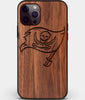 Custom Carved Wood Tampa Bay Buccaneers iPhone 12 Pro Case | Personalized Walnut Wood Tampa Bay Buccaneers Cover, Birthday Gift, Gifts For Him, Monogrammed Gift For Fan | by Engraved In Nature