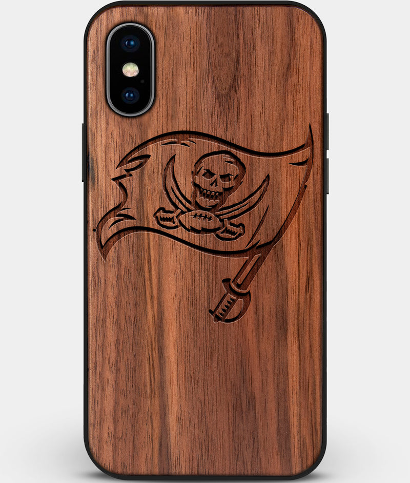 Custom Carved Wood Tampa Bay Buccaneers iPhone XS Max Case | Personalized Walnut Wood Tampa Bay Buccaneers Cover, Birthday Gift, Gifts For Him, Monogrammed Gift For Fan | by Engraved In Nature