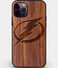 Custom Carved Wood Tampa Bay Lightning iPhone 12 Pro Case | Personalized Walnut Wood Tampa Bay Lightning Cover, Birthday Gift, Gifts For Him, Monogrammed Gift For Fan | by Engraved In Nature