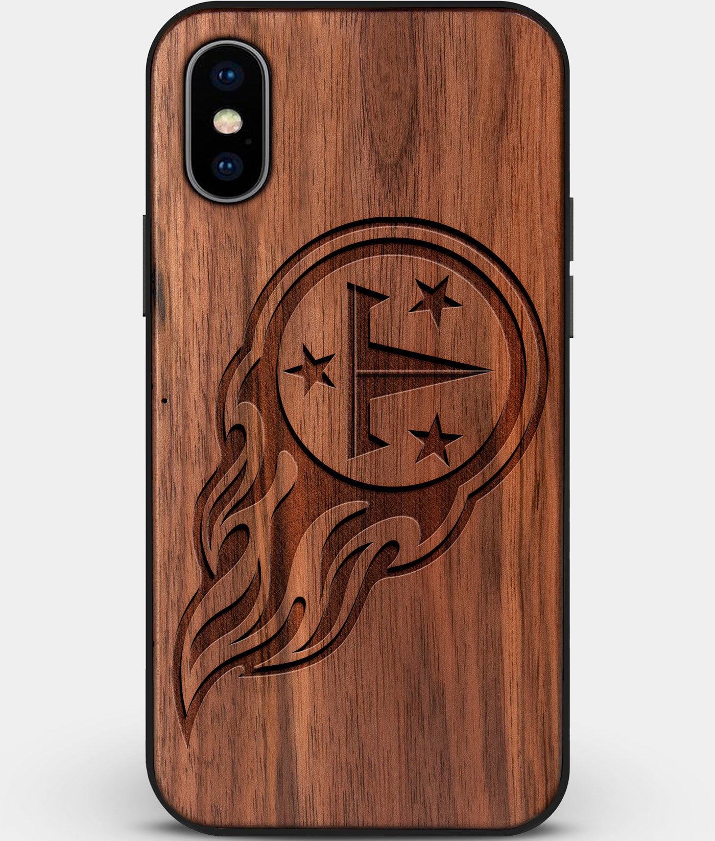 Custom Carved Wood Tennessee Titans iPhone X/XS Case | Personalized Walnut Wood Tennessee Titans Cover, Birthday Gift, Gifts For Him, Monogrammed Gift For Fan | by Engraved In Nature