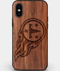 Custom Carved Wood Tennessee Titans iPhone XS Max Case | Personalized Walnut Wood Tennessee Titans Cover, Birthday Gift, Gifts For Him, Monogrammed Gift For Fan | by Engraved In Nature