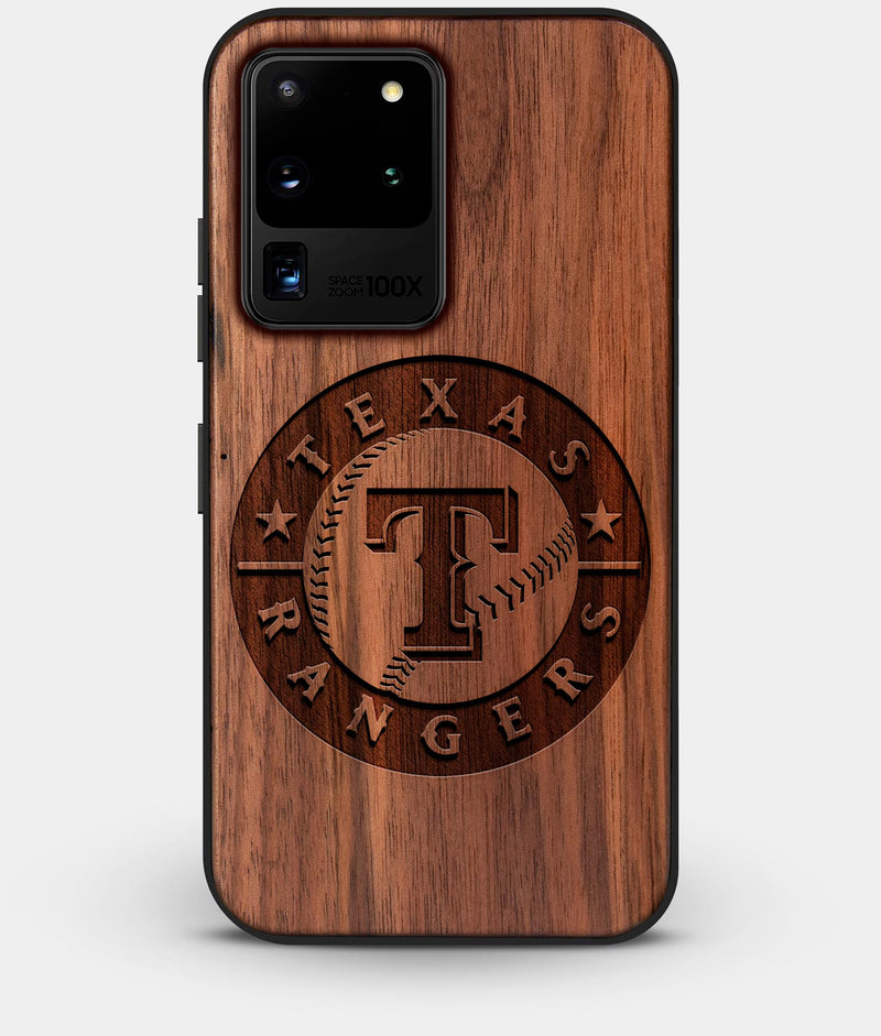 Best Custom Engraved Walnut Wood Texas Rangers Galaxy S20 Ultra Case - Engraved In Nature