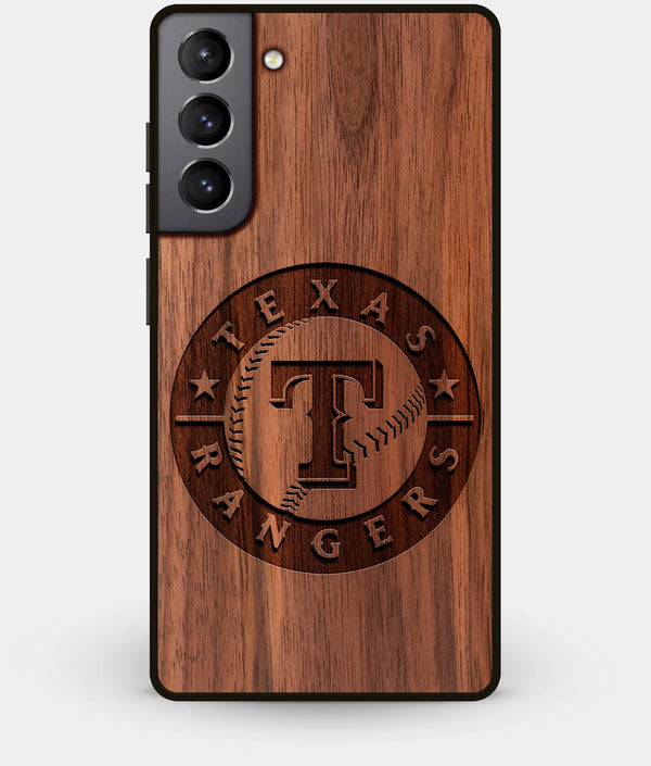Best Walnut Wood Texas Rangers Galaxy S21 Case - Custom Engraved Cover - Engraved In Nature