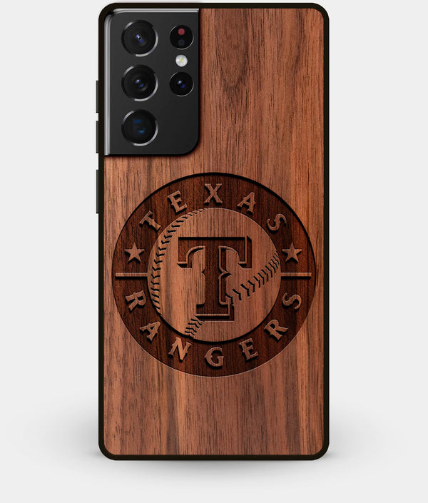 Best Walnut Wood Texas Rangers Galaxy S21 Ultra Case - Custom Engraved Cover - Engraved In Nature