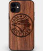 Custom Carved Wood Toronto Blue Jays iPhone 12 Case | Personalized Walnut Wood Toronto Blue Jays Cover, Birthday Gift, Gifts For Him, Monogrammed Gift For Fan | by Engraved In Nature
