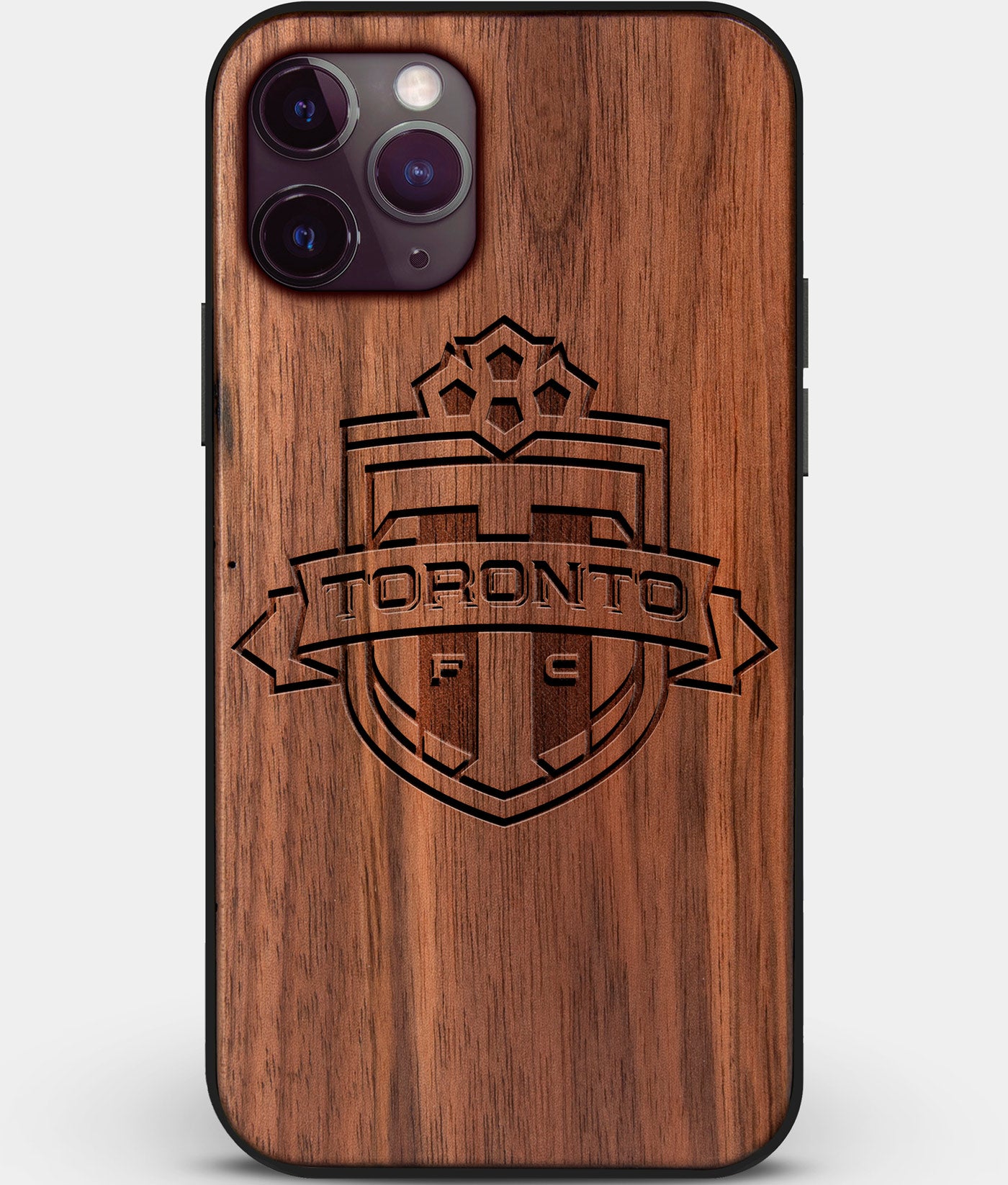 Custom Carved Wood Toronto FC iPhone 11 Pro Case | Personalized Walnut Wood Toronto FC Cover, Birthday Gift, Gifts For Him, Monogrammed Gift For Fan | by Engraved In Nature