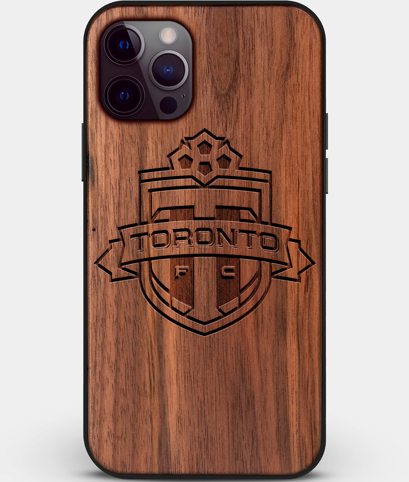Custom Carved Wood Toronto FC iPhone 12 Pro Max Case | Personalized Walnut Wood Toronto FC Cover, Birthday Gift, Gifts For Him, Monogrammed Gift For Fan | by Engraved In Nature