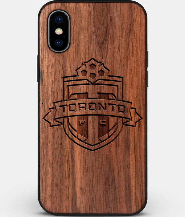Custom Carved Wood Toronto FC iPhone X/XS Case | Personalized Walnut Wood Toronto FC Cover, Birthday Gift, Gifts For Him, Monogrammed Gift For Fan | by Engraved In Nature