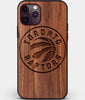 Custom Carved Wood Toronto Raptors iPhone 11 Pro Case | Personalized Walnut Wood Toronto Raptors Cover, Birthday Gift, Gifts For Him, Monogrammed Gift For Fan | by Engraved In Nature
