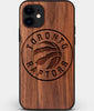 Custom Carved Wood Toronto Raptors iPhone 12 Mini Case | Personalized Walnut Wood Toronto Raptors Cover, Birthday Gift, Gifts For Him, Monogrammed Gift For Fan | by Engraved In Nature