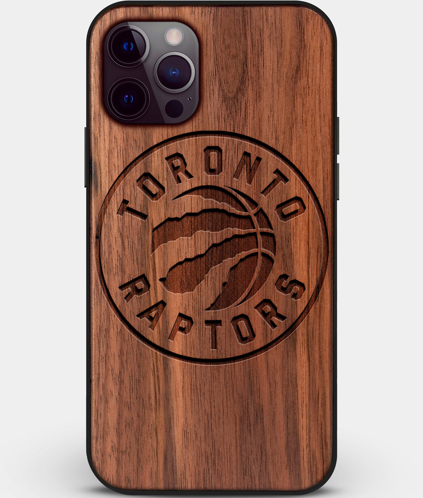 Custom Carved Wood Toronto Raptors iPhone 12 Pro Case | Personalized Walnut Wood Toronto Raptors Cover, Birthday Gift, Gifts For Him, Monogrammed Gift For Fan | by Engraved In Nature