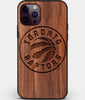 Custom Carved Wood Toronto Raptors iPhone 12 Pro Max Case | Personalized Walnut Wood Toronto Raptors Cover, Birthday Gift, Gifts For Him, Monogrammed Gift For Fan | by Engraved In Nature