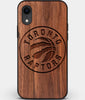 Custom Carved Wood Toronto Raptors iPhone XR Case | Personalized Walnut Wood Toronto Raptors Cover, Birthday Gift, Gifts For Him, Monogrammed Gift For Fan | by Engraved In Nature