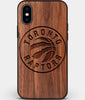 Custom Carved Wood Toronto Raptors iPhone X/XS Case | Personalized Walnut Wood Toronto Raptors Cover, Birthday Gift, Gifts For Him, Monogrammed Gift For Fan | by Engraved In Nature