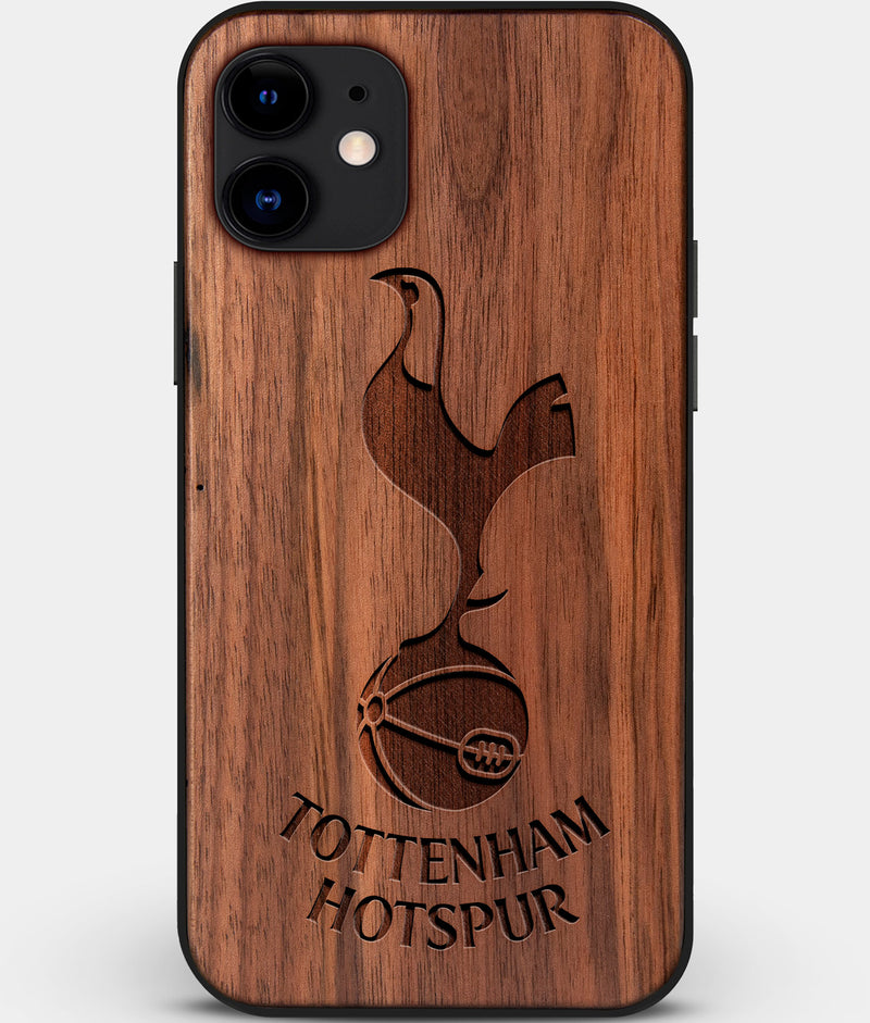 Custom Carved Wood Tottenham Hotspur F.C. iPhone 11 Case | Personalized Walnut Wood Tottenham Hotspur F.C. Cover, Birthday Gift, Gifts For Him, Monogrammed Gift For Fan | by Engraved In Nature