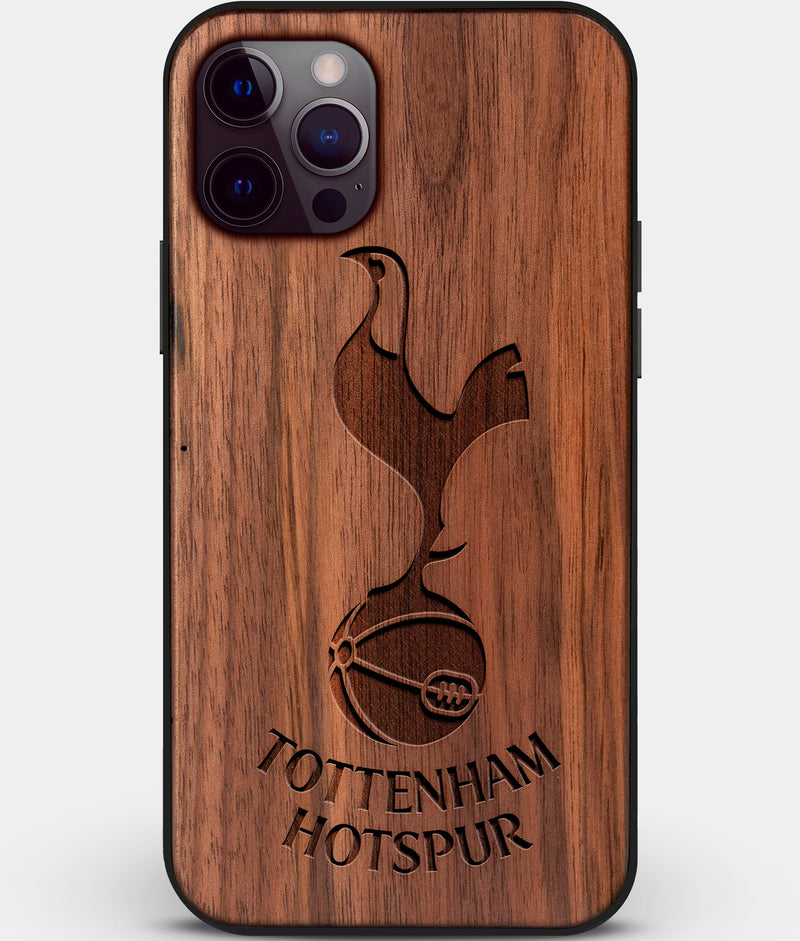 Custom Carved Wood Tottenham Hotspur F.C. iPhone 12 Pro Max Case | Personalized Walnut Wood Tottenham Hotspur F.C. Cover, Birthday Gift, Gifts For Him, Monogrammed Gift For Fan | by Engraved In Nature