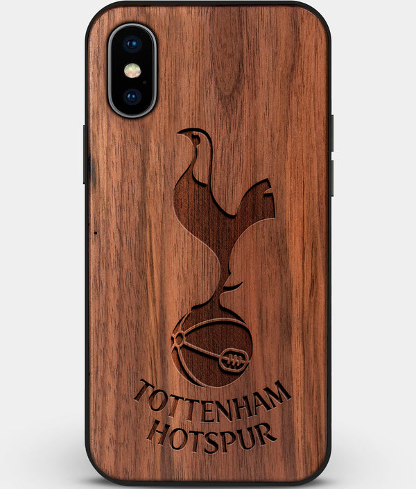 Custom Carved Wood Tottenham Hotspur F.C. iPhone XS Max Case | Personalized Walnut Wood Tottenham Hotspur F.C. Cover, Birthday Gift, Gifts For Him, Monogrammed Gift For Fan | by Engraved In Nature