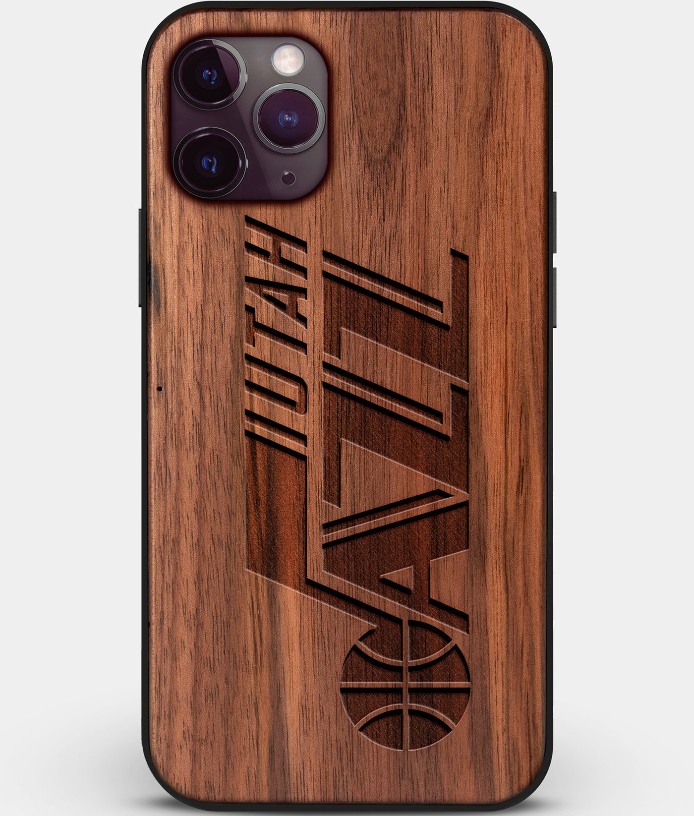Custom Carved Wood Utah Jazz iPhone 11 Pro Case | Personalized Walnut Wood Utah Jazz Cover, Birthday Gift, Gifts For Him, Monogrammed Gift For Fan | by Engraved In Nature