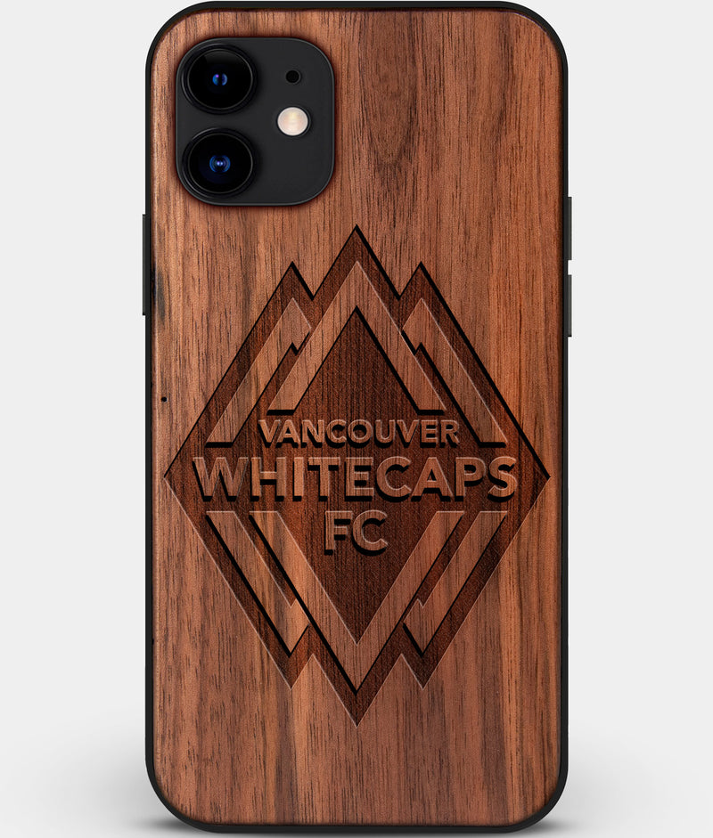 Custom Carved Wood Vancouver Whitecaps FC iPhone 11 Case | Personalized Walnut Wood Vancouver Whitecaps FC Cover, Birthday Gift, Gifts For Him, Monogrammed Gift For Fan | by Engraved In Nature