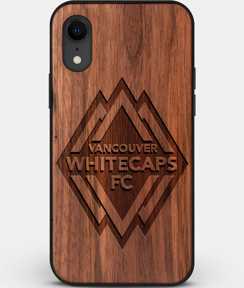 Custom Carved Wood Vancouver Whitecaps FC iPhone XR Case | Personalized Walnut Wood Vancouver Whitecaps FC Cover, Birthday Gift, Gifts For Him, Monogrammed Gift For Fan | by Engraved In Nature