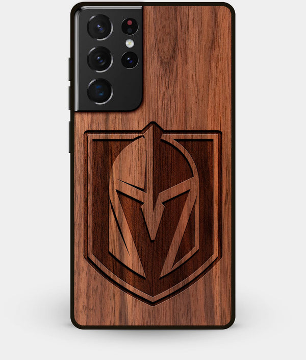 Best Walnut Wood Vegas Golden Knights Galaxy S21 Ultra Case - Custom Engraved Cover - Engraved In Nature