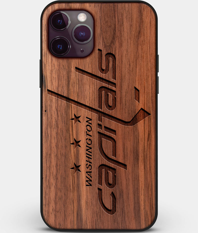 Custom Carved Wood Washington Capitals iPhone 11 Pro Case | Personalized Walnut Wood Washington Capitals Cover, Birthday Gift, Gifts For Him, Monogrammed Gift For Fan | by Engraved In Nature