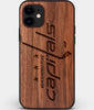 Custom Carved Wood Washington Capitals iPhone 12 Mini Case | Personalized Walnut Wood Washington Capitals Cover, Birthday Gift, Gifts For Him, Monogrammed Gift For Fan | by Engraved In Nature