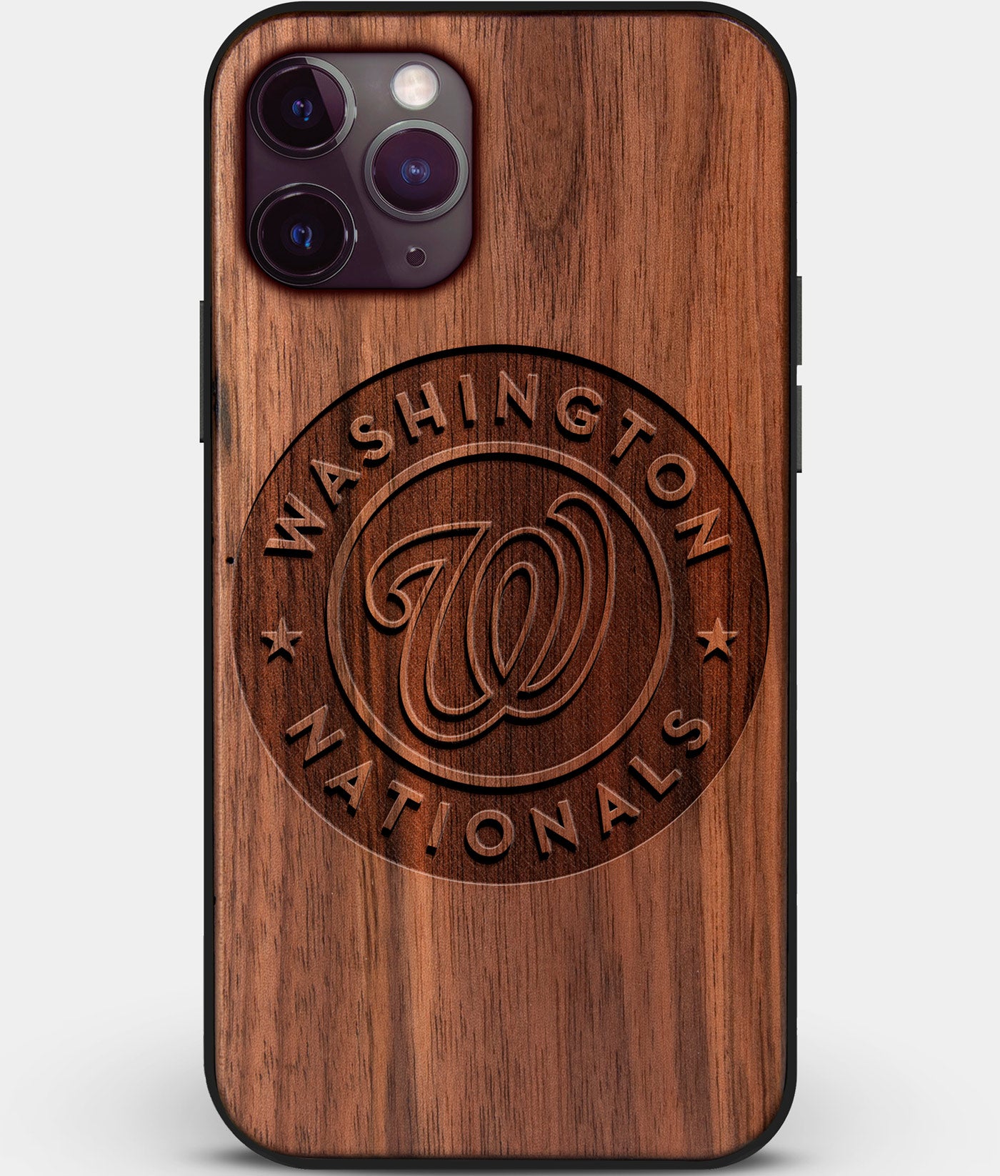 Custom Carved Wood Washington Nationals iPhone 11 Pro Case | Personalized Walnut Wood Washington Nationals Cover, Birthday Gift, Gifts For Him, Monogrammed Gift For Fan | by Engraved In Nature