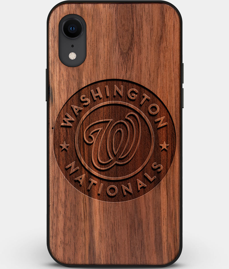 Custom Carved Wood Washington Nationals iPhone XR Case | Personalized Walnut Wood Washington Nationals Cover, Birthday Gift, Gifts For Him, Monogrammed Gift For Fan | by Engraved In Nature
