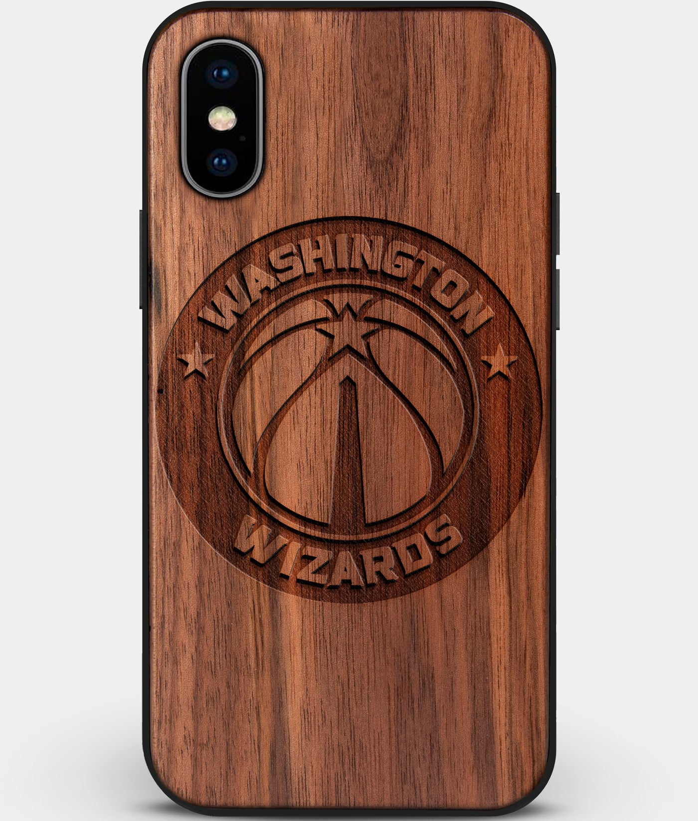 Custom Carved Wood Washington Wizards iPhone XS Max Case | Personalized Walnut Wood Washington Wizards Cover, Birthday Gift, Gifts For Him, Monogrammed Gift For Fan | by Engraved In Nature