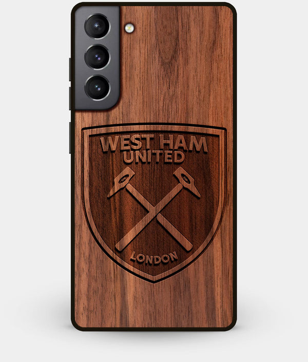 Best Walnut Wood West Ham United F.C. Galaxy S21 Case - Custom Engraved Cover - Engraved In Nature