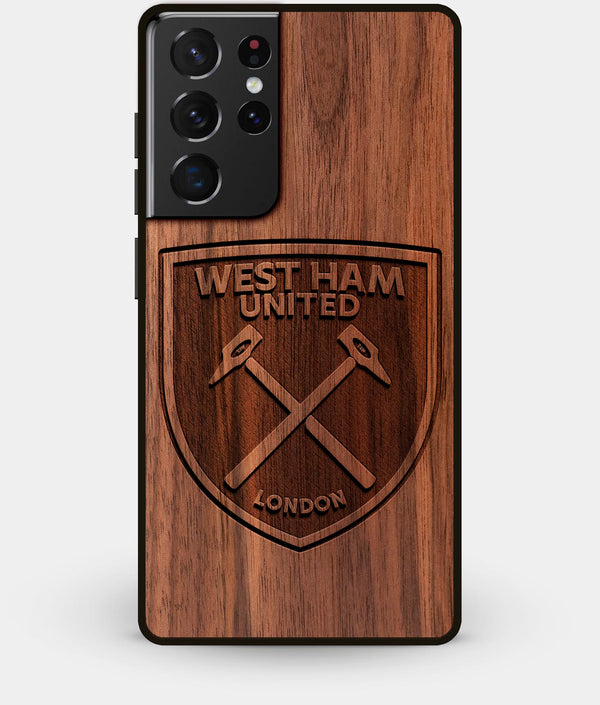 Best Walnut Wood West Ham United F.C. Galaxy S21 Ultra Case - Custom Engraved Cover - Engraved In Nature