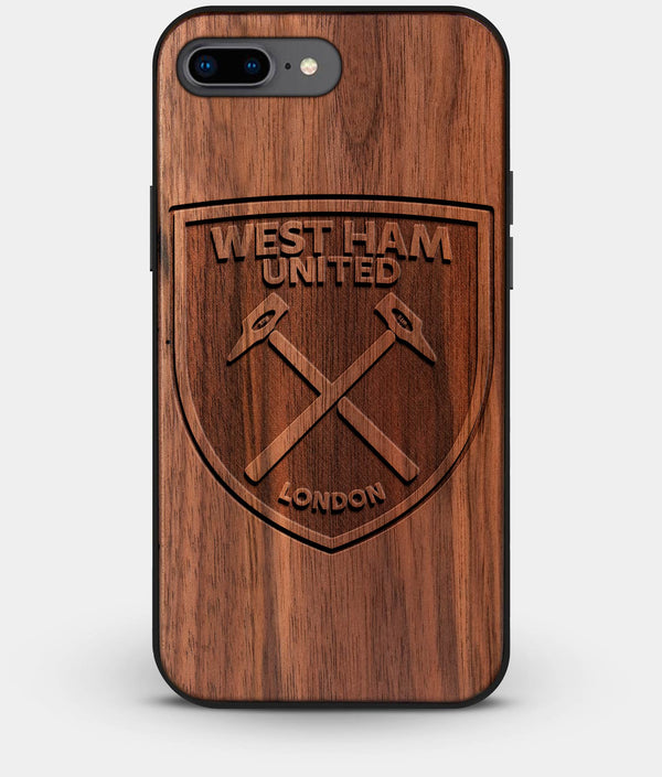 Best Custom Engraved Walnut Wood West Ham United F.C. iPhone 8 Plus Case - Engraved In Nature