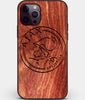 Custom Carved Wood AFC Ajax iPhone 12 Pro Case | Personalized Mahogany Wood AFC Ajax Cover, Birthday Gift, Gifts For Him, Monogrammed Gift For Fan | by Engraved In Nature