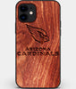 Custom Carved Wood Arizona Cardinals iPhone 11 Case | Personalized Mahogany Wood Arizona Cardinals Cover, Birthday Gift, Gifts For Him, Monogrammed Gift For Fan | by Engraved In Nature