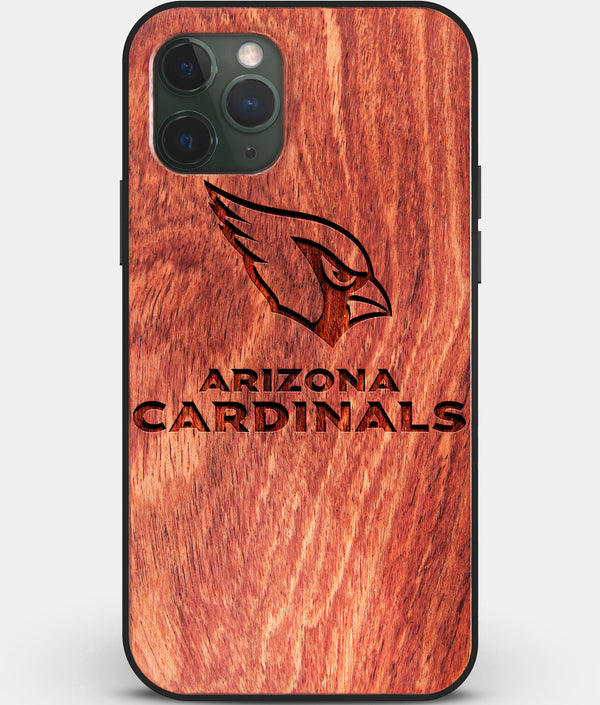 Custom Carved Wood Arizona Cardinals iPhone 11 Pro Case | Personalized Mahogany Wood Arizona Cardinals Cover, Birthday Gift, Gifts For Him, Monogrammed Gift For Fan | by Engraved In Nature