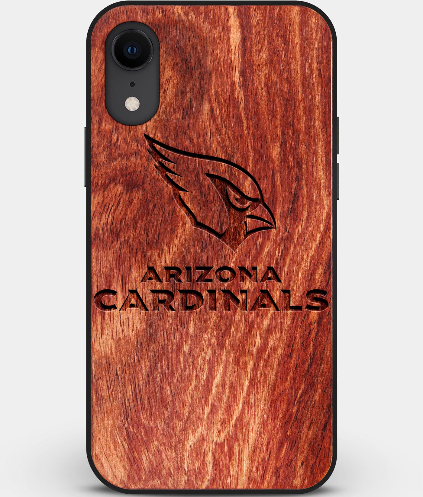 Custom Carved Wood Arizona Cardinals iPhone XR Case | Personalized Mahogany Wood Arizona Cardinals Cover, Birthday Gift, Gifts For Him, Monogrammed Gift For Fan | by Engraved In Nature