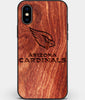 Custom Carved Wood Arizona Cardinals iPhone XS Max Case | Personalized Mahogany Wood Arizona Cardinals Cover, Birthday Gift, Gifts For Him, Monogrammed Gift For Fan | by Engraved In Nature