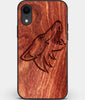 Custom Carved Wood Arizona Coyotes iPhone XR Case | Personalized Mahogany Wood Arizona Coyotes Cover, Birthday Gift, Gifts For Him, Monogrammed Gift For Fan | by Engraved In Nature