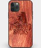 Custom Carved Wood Arizona Diamondbacks iPhone 11 Pro Case | Personalized Mahogany Wood Arizona Diamondbacks Cover, Birthday Gift, Gifts For Him, Monogrammed Gift For Fan | by Engraved In Nature