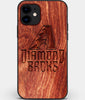 Custom Carved Wood Arizona Diamondbacks iPhone 12 Case | Personalized Mahogany Wood Arizona Diamondbacks Cover, Birthday Gift, Gifts For Him, Monogrammed Gift For Fan | by Engraved In Nature