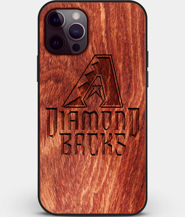 Custom Carved Wood Arizona Diamondbacks iPhone 12 Pro Case | Personalized Mahogany Wood Arizona Diamondbacks Cover, Birthday Gift, Gifts For Him, Monogrammed Gift For Fan | by Engraved In Nature