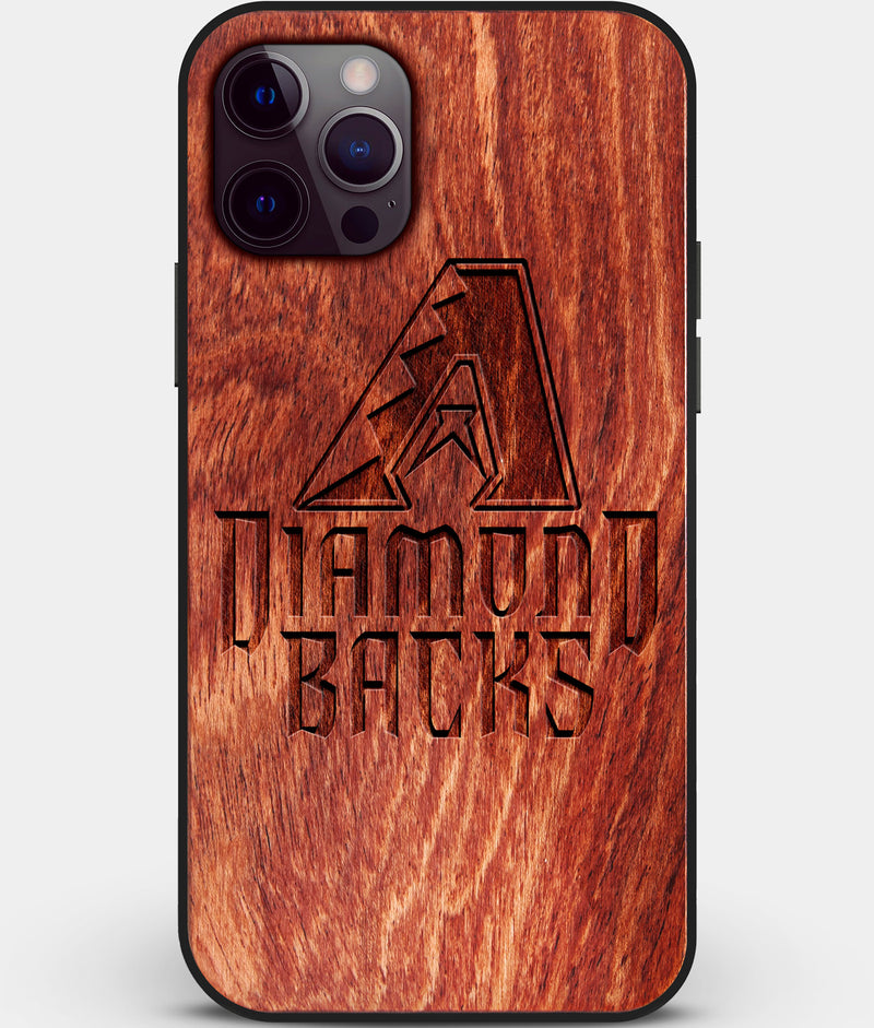 Custom Carved Wood Arizona Diamondbacks iPhone 12 Pro Max Case | Personalized Mahogany Wood Arizona Diamondbacks Cover, Birthday Gift, Gifts For Him, Monogrammed Gift For Fan | by Engraved In Nature