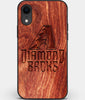 Custom Carved Wood Arizona Diamondbacks iPhone XR Case | Personalized Mahogany Wood Arizona Diamondbacks Cover, Birthday Gift, Gifts For Him, Monogrammed Gift For Fan | by Engraved In Nature
