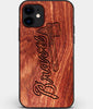 Custom Carved Wood Atlanta Braves iPhone 12 Mini Case | Personalized Mahogany Wood Atlanta Braves Cover, Birthday Gift, Gifts For Him, Monogrammed Gift For Fan | by Engraved In Nature