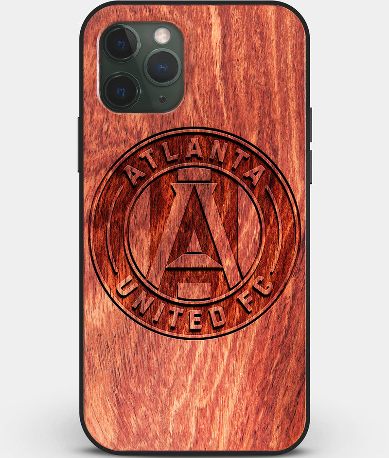Custom Carved Wood Atlanta United FC iPhone 11 Pro Max Case | Personalized Mahogany Wood Atlanta United FC Cover, Birthday Gift, Gifts For Him, Monogrammed Gift For Fan | by Engraved In Nature